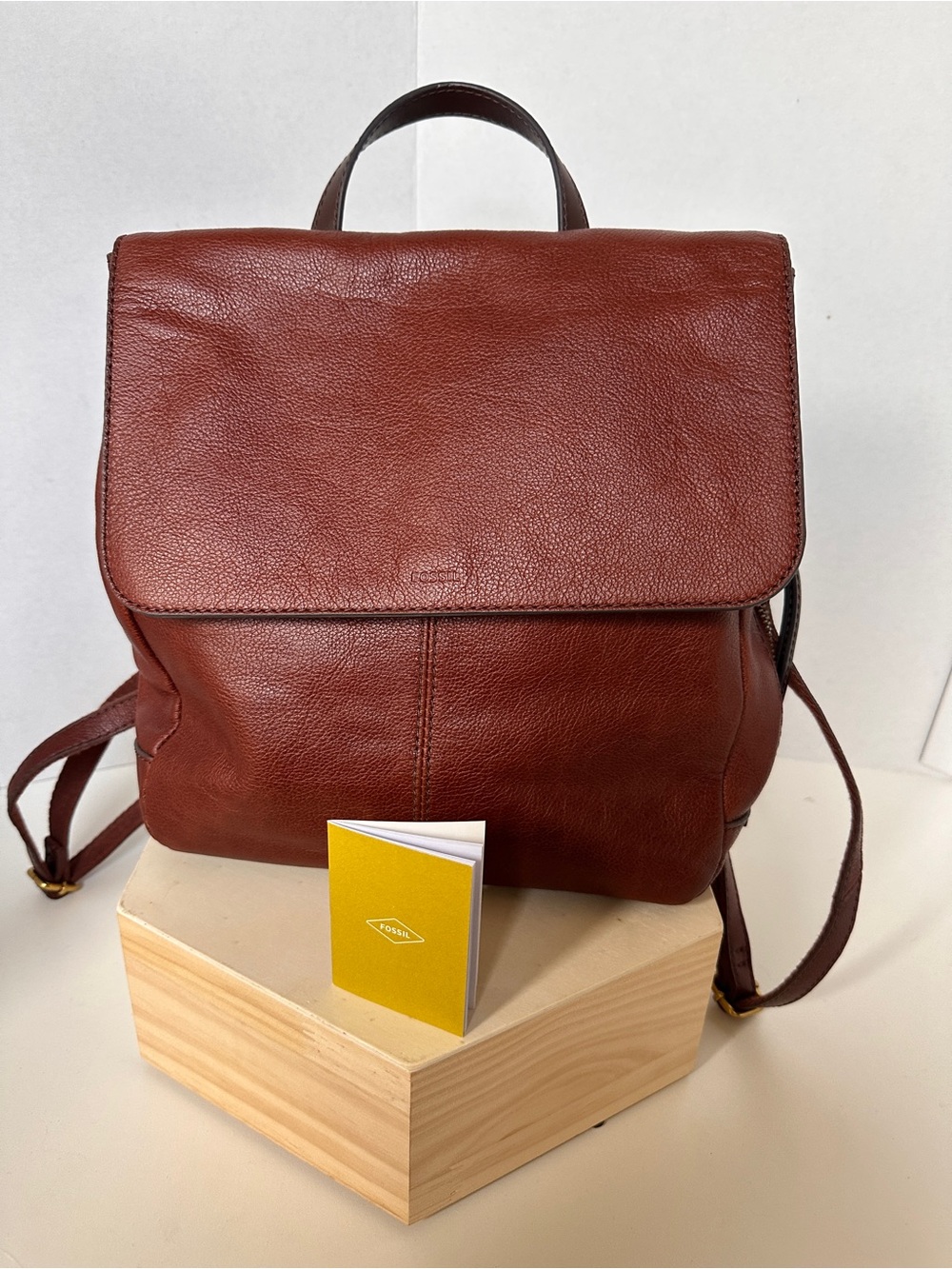 Fossil Claire Leather Backpack in Brandy Brown - NWOT - Picture 1 of 9